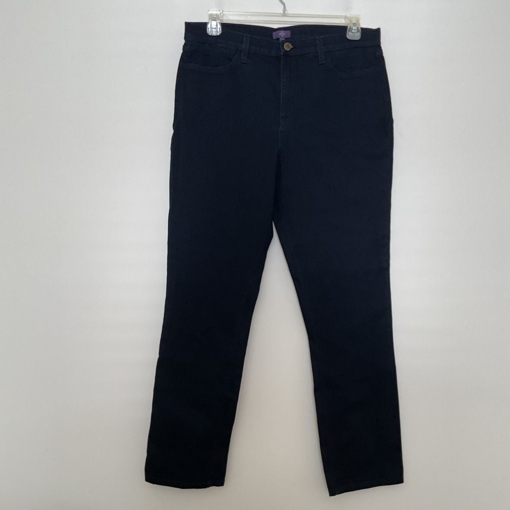 NYDJ Original Sliming Fit  Straight Leg Jeans Sz 16 Dark Wash Lift Tuck Denim